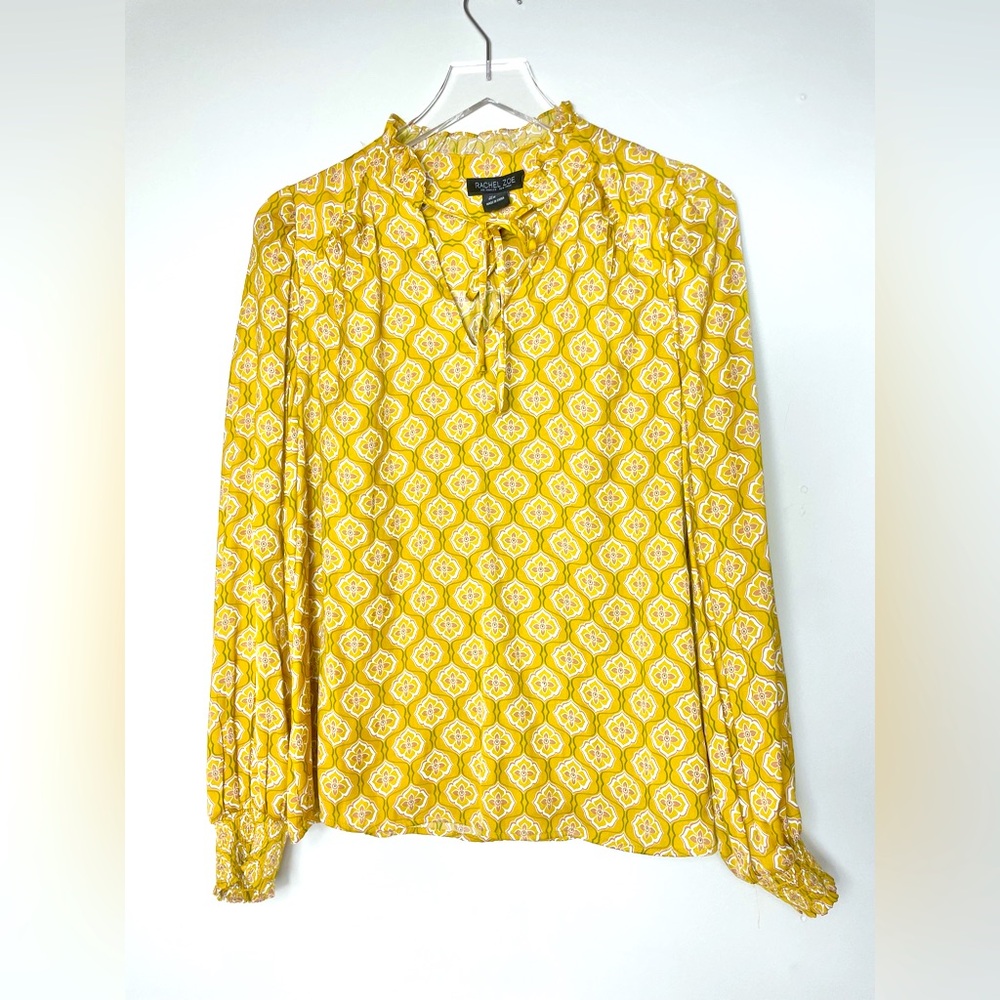 Rachel Zoe Yellow Patterned Blouse NWT